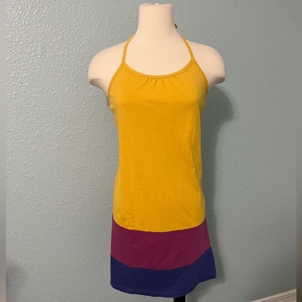 Reserved Color Block Halter Mini Dress